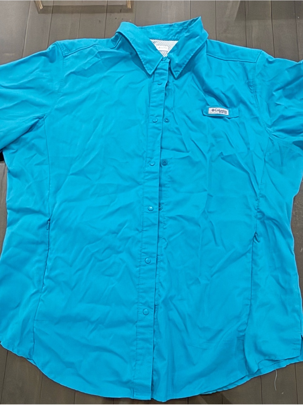 Columbia Women’s Short-Sleeve Button-Up Shirt - Teal Blue